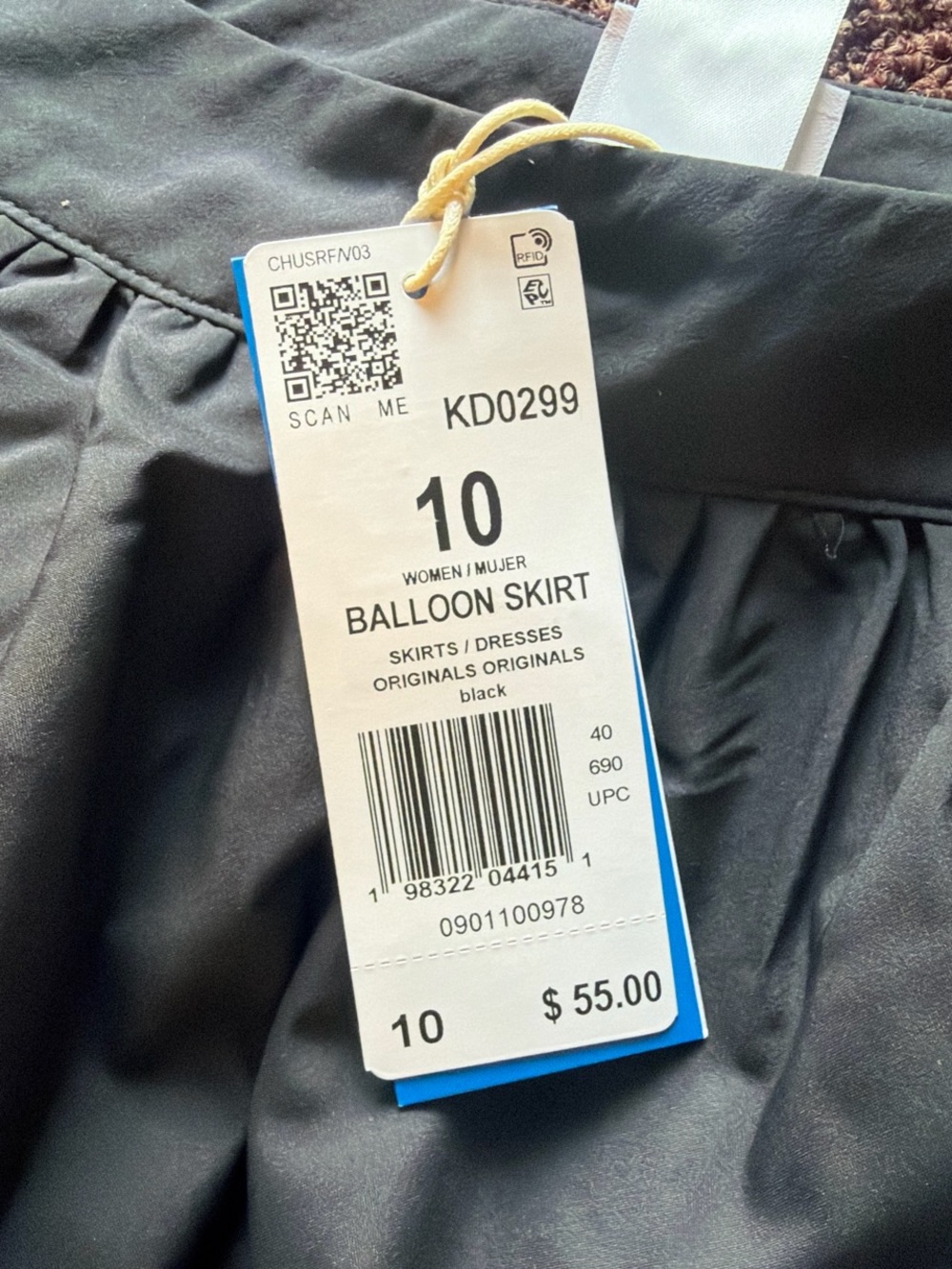 adidas Black Pleated Athletic Tennis Skirt with White Stripes - Picture 2 of 2